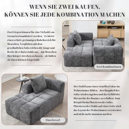 Modernes 1-Sitzer Sofa mit Chaiselongue (Grau) – Kein Aufbau