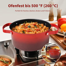 Großer Kochtopf 24cm 3,8L Rot Induktion Bräter mit Deckel