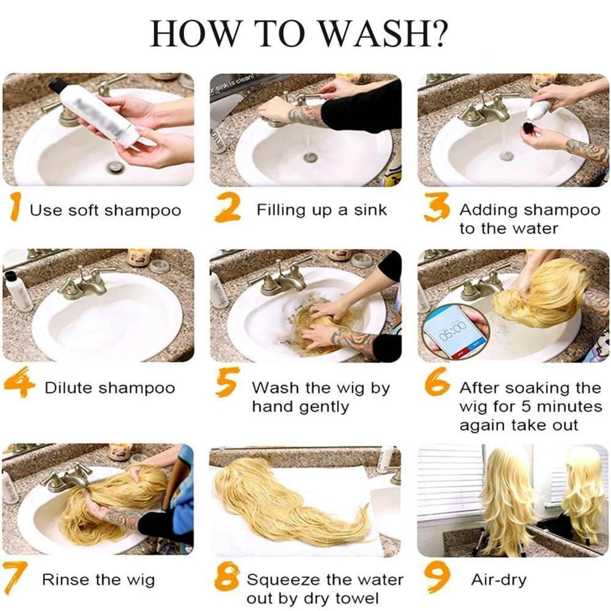 Blonde Bob Perücke mit Fransen – Schulterlang, Synthetisch Ombre