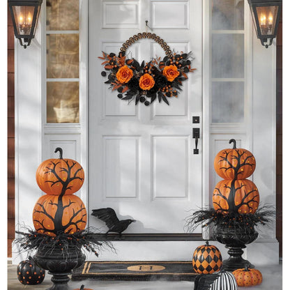 Halloween Türkranz 66cm mit Schädel & Spinne – Gruselige Herbst Deko