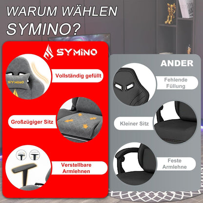Gaming Stuhl Vintage-PU-Leder Rennstuhl Design mit Fußstütze Grau