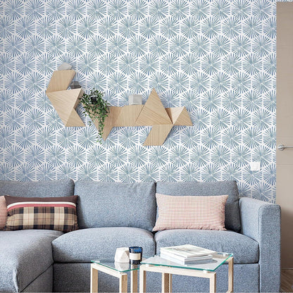 Selbstklebende Tapete Blau-Weiß Geometrisch 44cm x 10m
