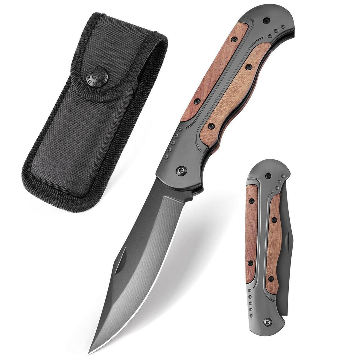 Zweihand Klappmesser 42a – Robustes EDC Taschenmesser mit Holzgriff