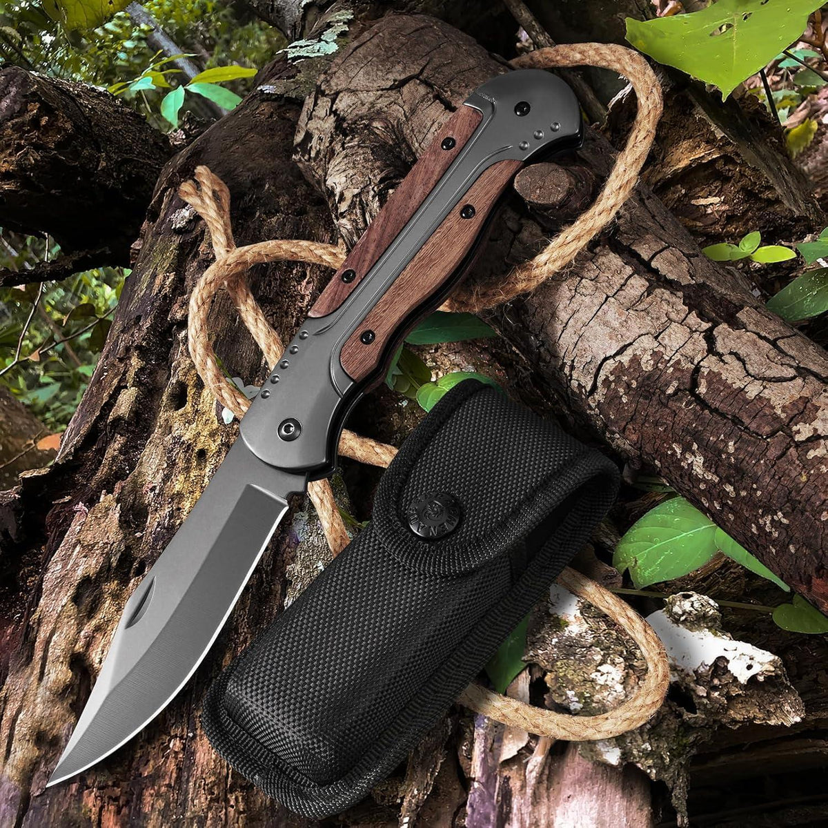 Zweihand Klappmesser 42a – Robustes EDC Taschenmesser mit Holzgriff