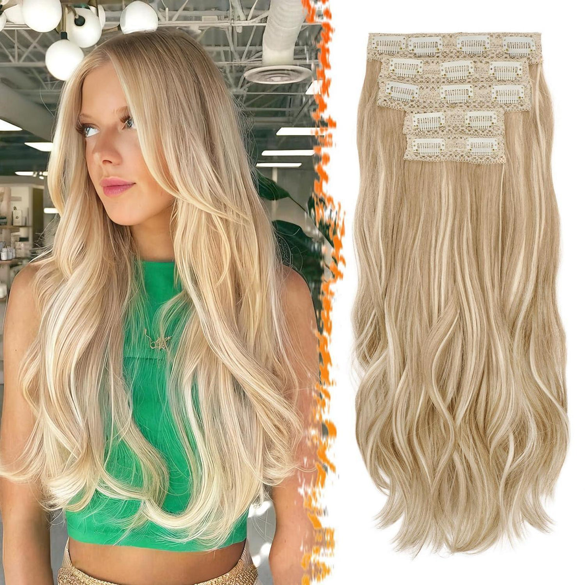 Blond Wellige Clip-In Haarverlängerung 50cm – Voller Kopf