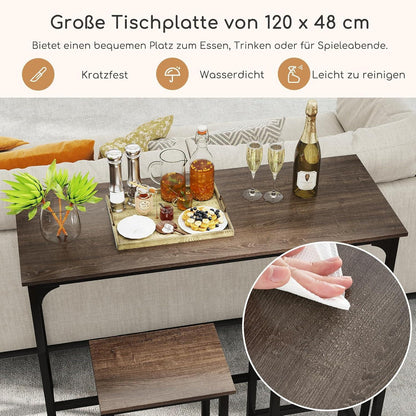 RELAX4LIFE Bartisch-Set mit Barhockern – Industrie-Design Grau