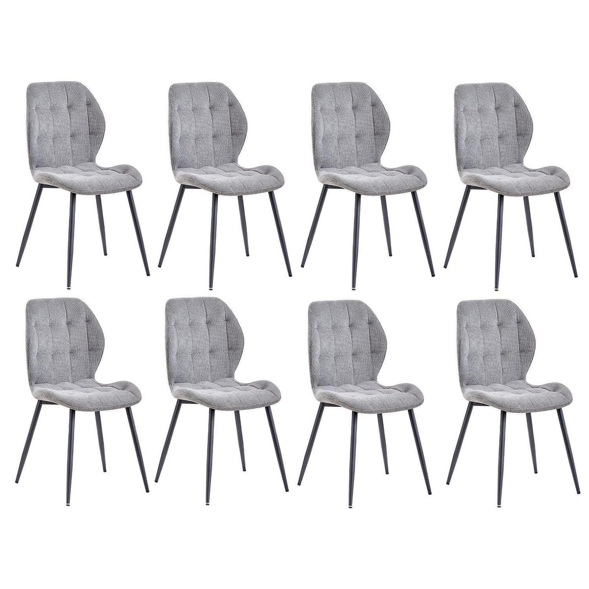 8er-Set Esszimmerstühle Nordic Stil, Schwarz & Dunkelgrau