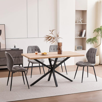 8er-Set Esszimmerstühle Nordic Stil, Schwarz & Dunkelgrau