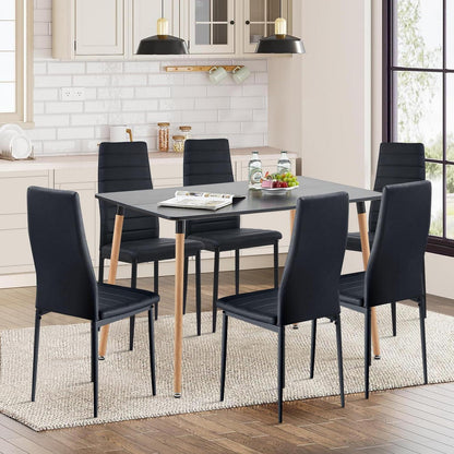 Esszimmergruppe Schwarz: Esstisch 110cm + 6 Stühle