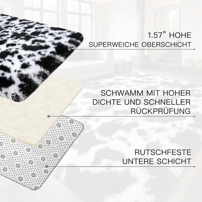 Hochflor Teppich Grau 200x300 – Flauschiger Wohnzimmerteppich Anti-Rutsch