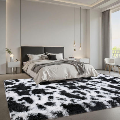 Hochflor Teppich Grau 200x300 – Flauschiger Wohnzimmerteppich Anti-Rutsch