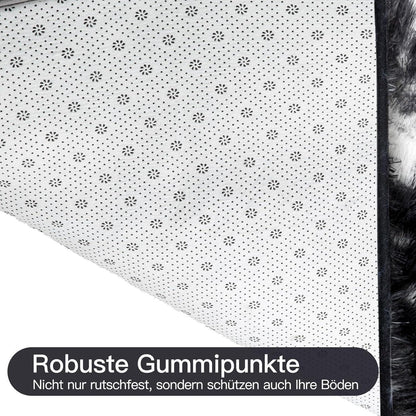 Hochflor Teppich Grau 200x300 - Waschbar & Rutschfest