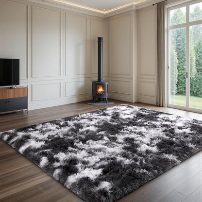 Hochflor Teppich Grau 200x300 - Waschbar & Rutschfest