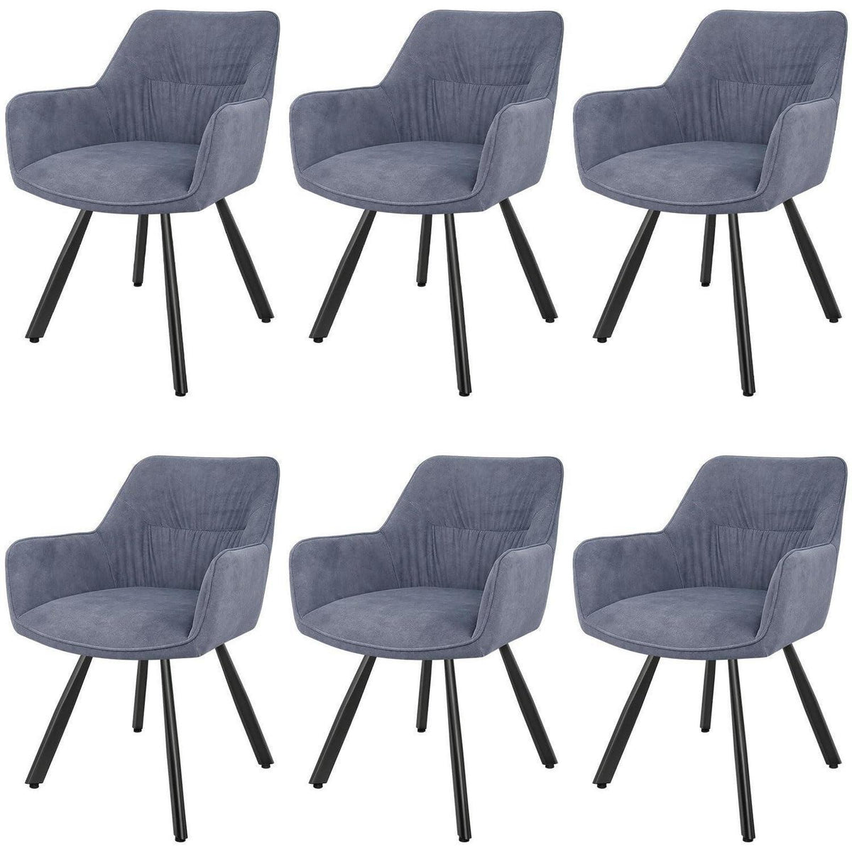 Drehbare Esszimmerstühle Grau 6er Set mit Armlehnen
