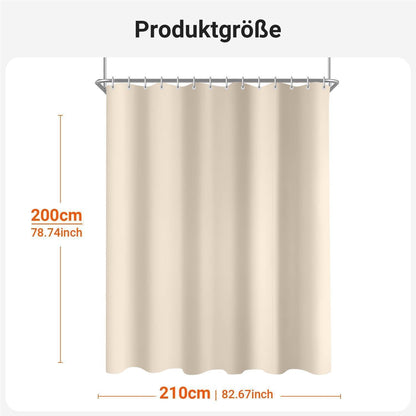 Duschvorhang Beige 210x200 cm Textil Wasserabweisend Waschbar