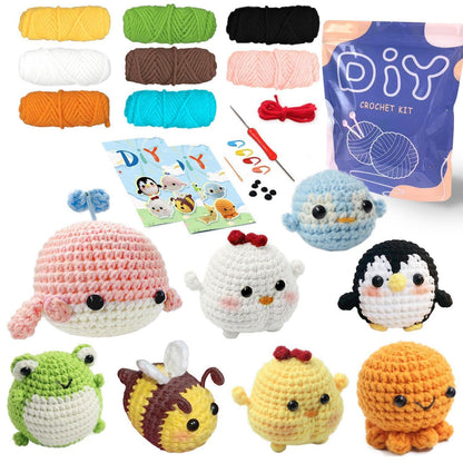 Häkel-Set für Anfänger mit Video-Tutorials & Tierfiguren