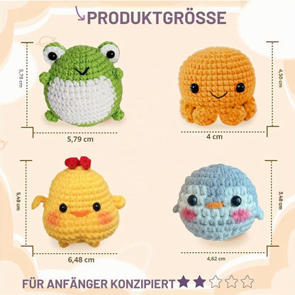 Häkel-Set für Anfänger mit Video-Tutorials & Tierfiguren