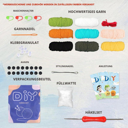 Häkel-Set für Anfänger mit Video-Tutorials & Tierfiguren