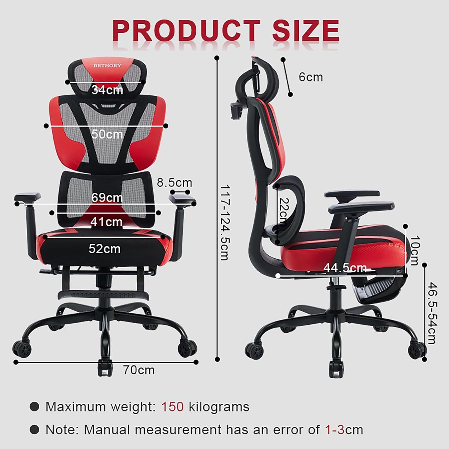 Ergonomischer Bürostuhl 3D-Armlehnen Lendenwirbelstütze Wippfunktion