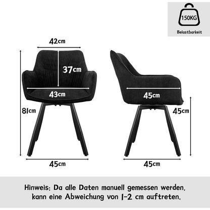 Drehbare Esszimmerstühle 4er Set mit Armlehnen & Kurzflor