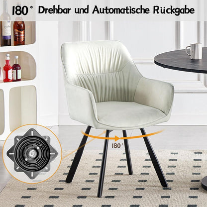 Drehbarer Esszimmerstuhl Set 6er – Ergonomisch & Bequem, Beige