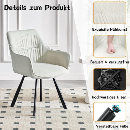 Drehbarer Esszimmerstuhl Set 6er – Ergonomisch & Bequem, Beige