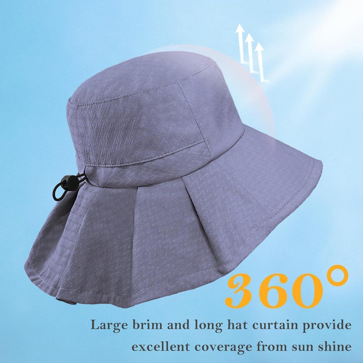 Sonnenhut Damen mit breiter Krempe, faltbar & atmungsaktiv – Grau