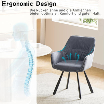 Drehbarer Esszimmerstuhl Set Grau – Ergonomisch & Komfortabel