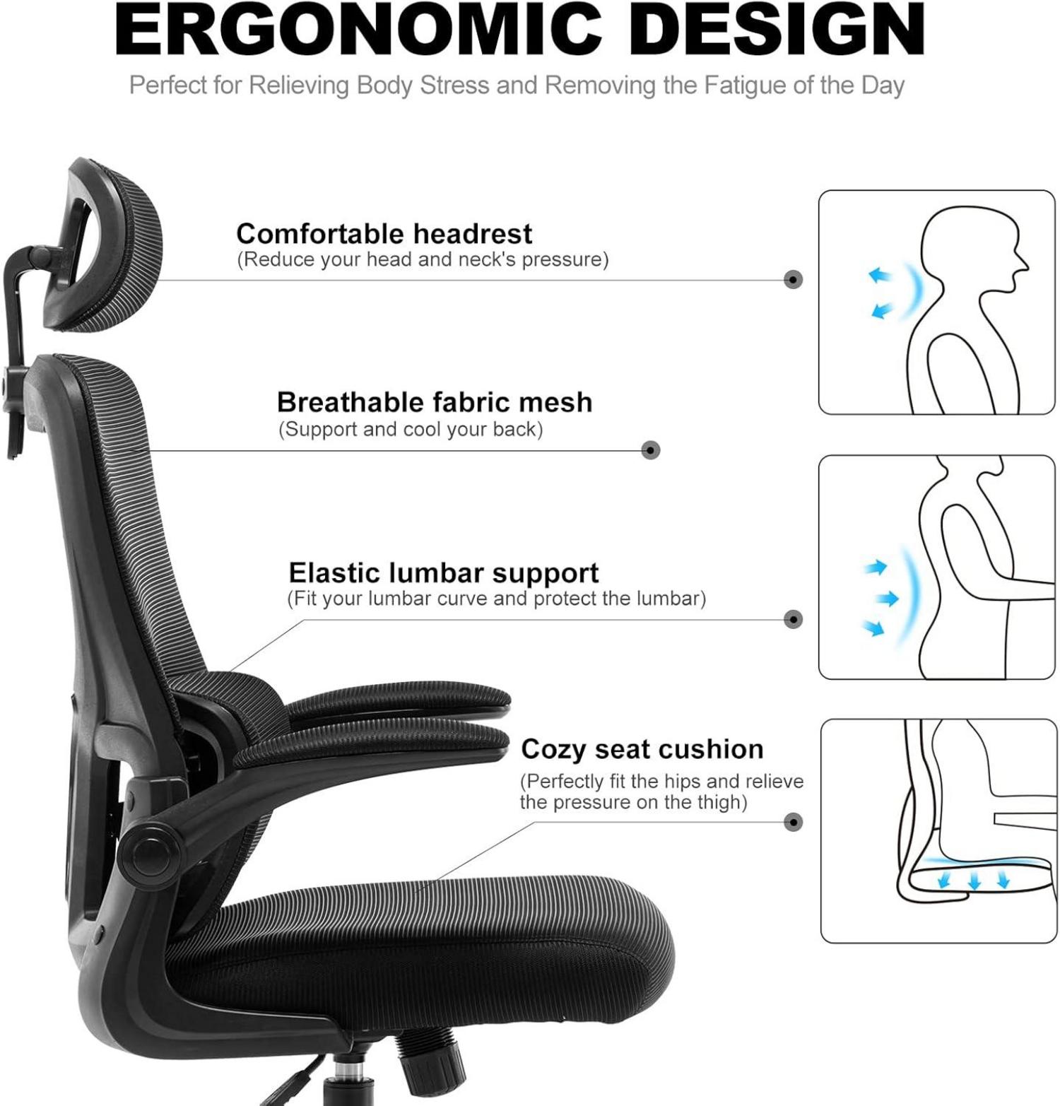 Ergonomischer Bürostuhl mit Kopfstütze/Lordosenstütze/wippfunktion