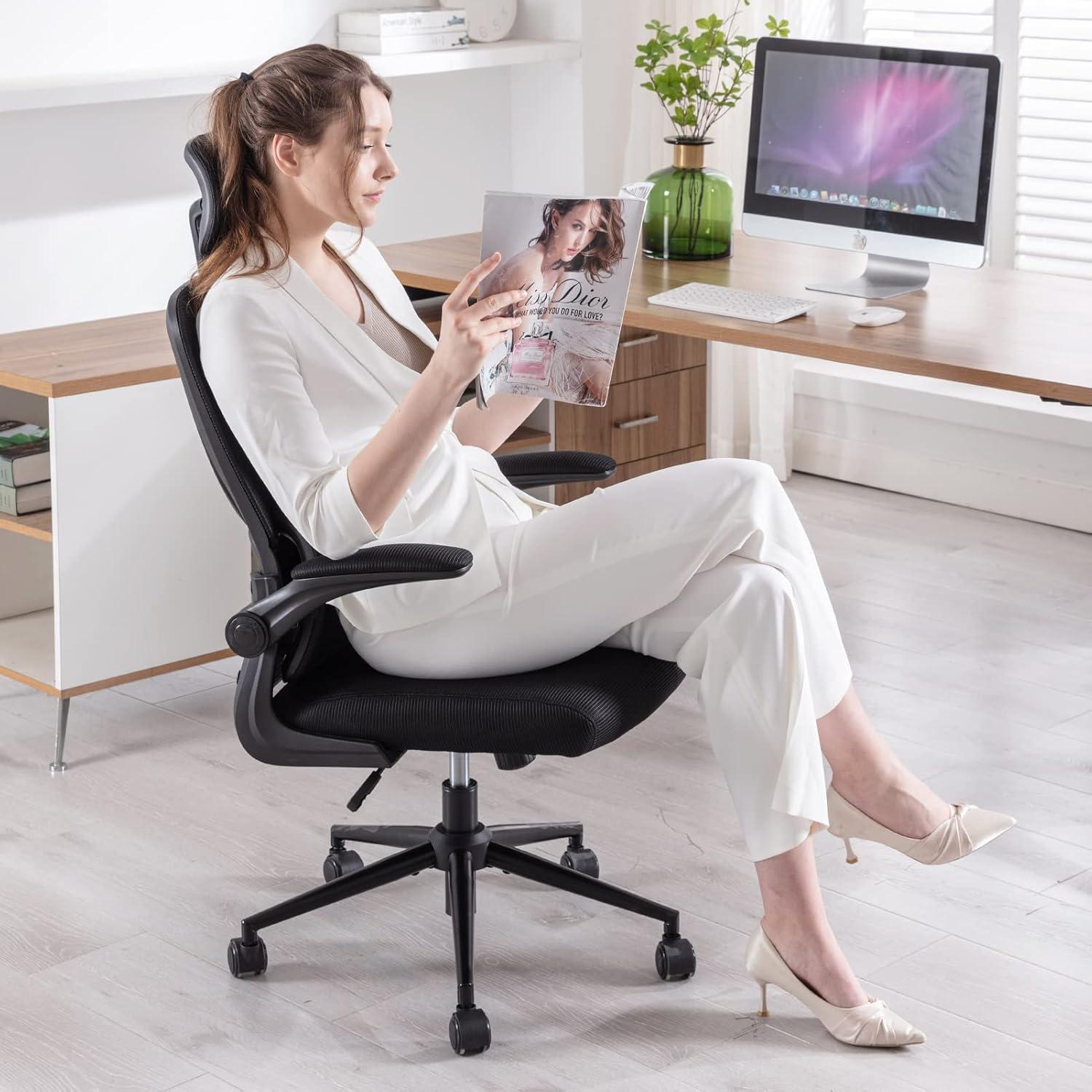 Ergonomischer Bürostuhl Verstellbarer Schreibtischstuhl mit Kopfstütze und Lordosenstütze