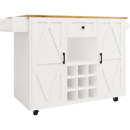 Klappbarer Küchenwagen mit Weinschrank & Schublade, Weiß