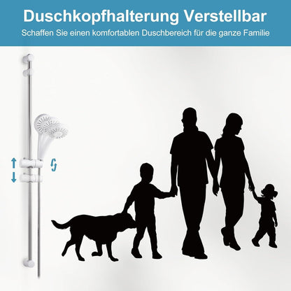 OFFO Duschset Edelstahl – Verstellbare Duschstange mit Brausekopf