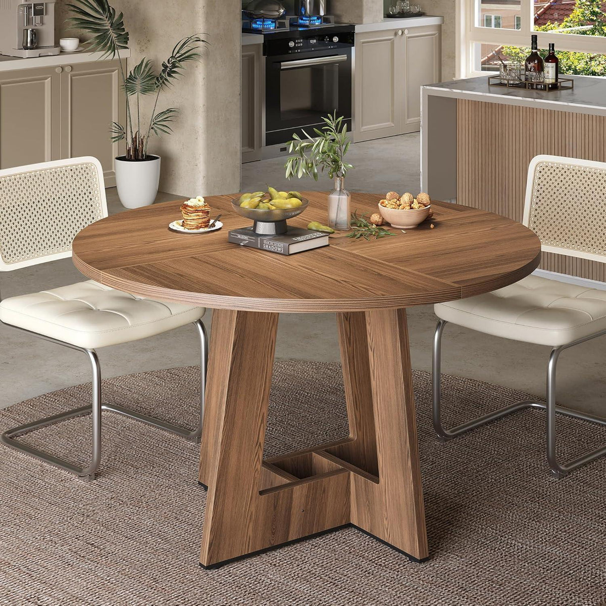 Runder Esstisch 120cm Holzoptik für 4-6 Personen