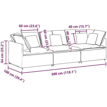 3-Sitzer Sofa Dunkelgrau mit Kissen & Moduldesign