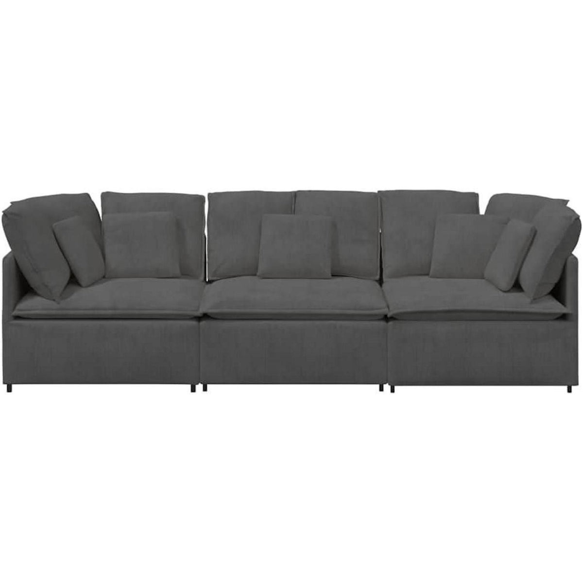 3-Sitzer Sofa Dunkelgrau mit Kissen & Moduldesign