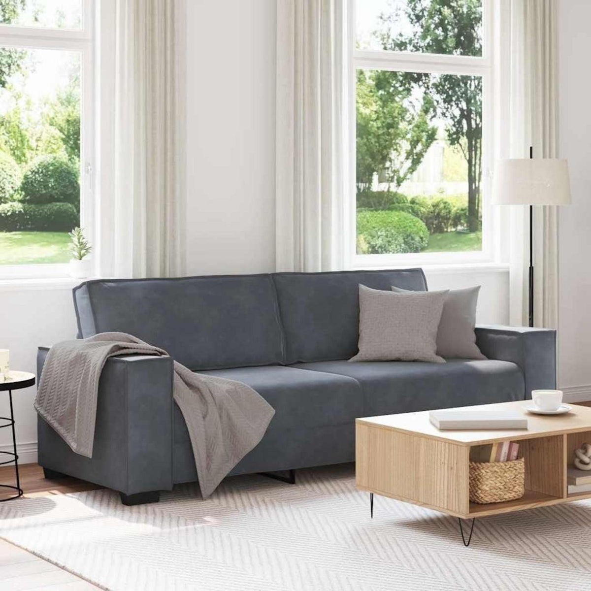 3-Sitzer Sofa Dunkelgrau – Modernes Polster Sofa 220 cm