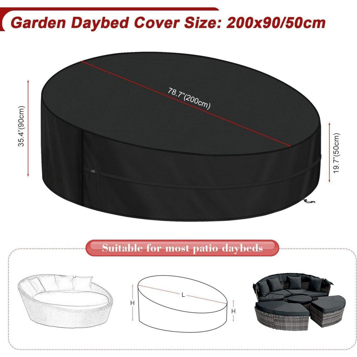 Sonneninsel Abdeckung Wasserdicht Rund 200x90/50cm