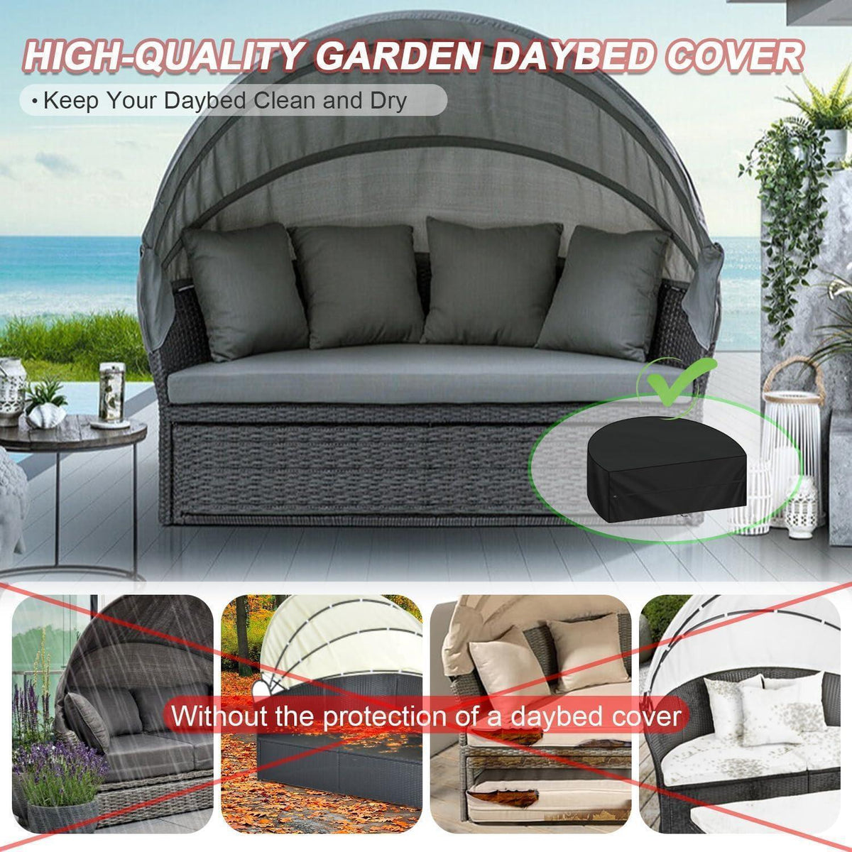 Sonneninsel Abdeckung 205x110x80cm – Wasserdicht & Windfest