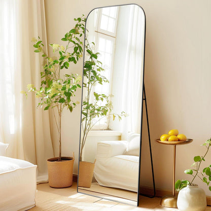 Gewölbter Standspiegel 161x52cm mit Schwarzrahmen – Ganzkörper Spiegel