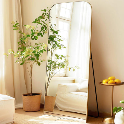Gewölbter Standspiegel Gold – 179x65cm, Ganzkörper & Modern