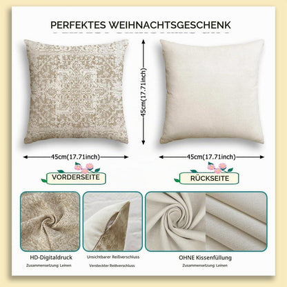 Böhmischer Kissenbezug 40x40 - 2er Set Outdoor Wasserdicht Beige