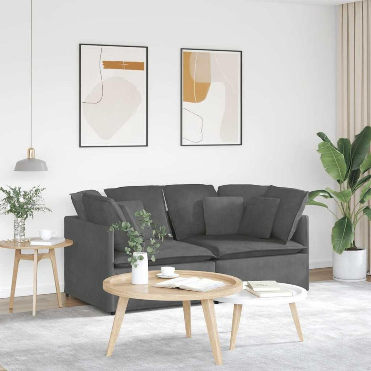 IKAYAA 2-Sitzer Sofa Dunkelgrau – Modernes Design, 200x100x64 cm