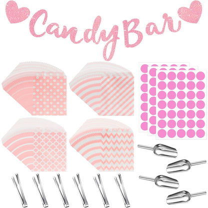Candy Bar Zubehör Set 114 Teile Rosa für Partys & Hochzeiten