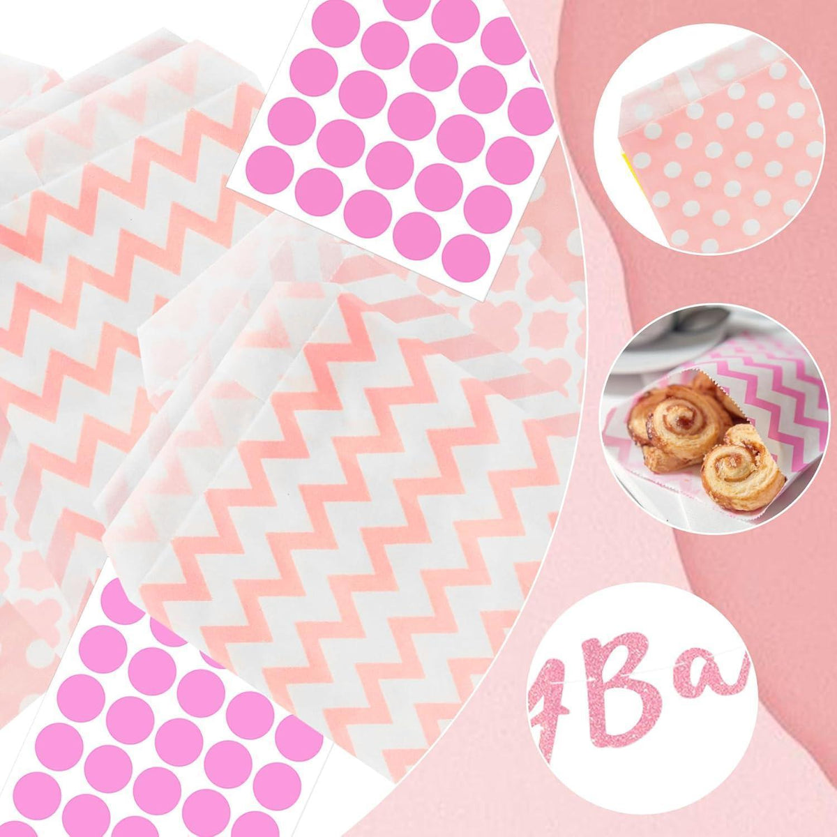 Candy Bar Zubehör Set 114 Teile Rosa für Partys & Hochzeiten