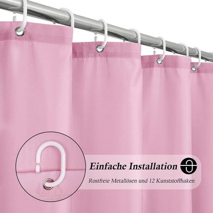Rosa Duschvorhang 180x220 cm – Textil, Waschbar & Wasserdicht