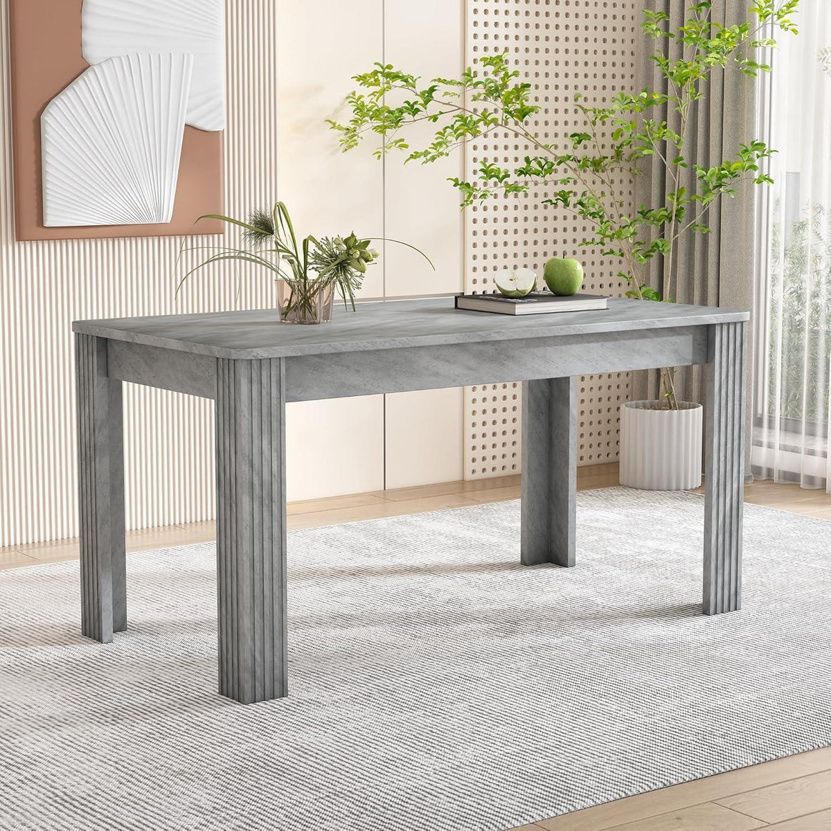 Modernes Esszimmer-Set mit Tisch und 2 Bänken (Grau)