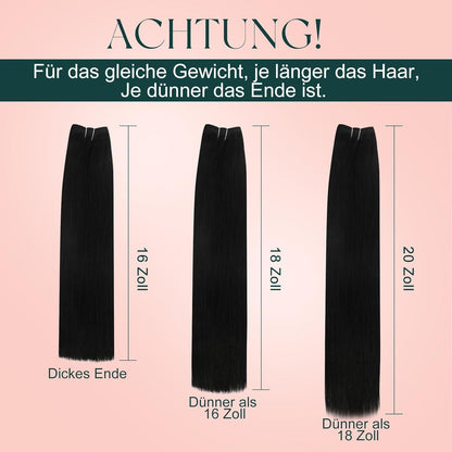 Echthaar Tressen Schwarz 60cm – Zum Einnähen & Stylen