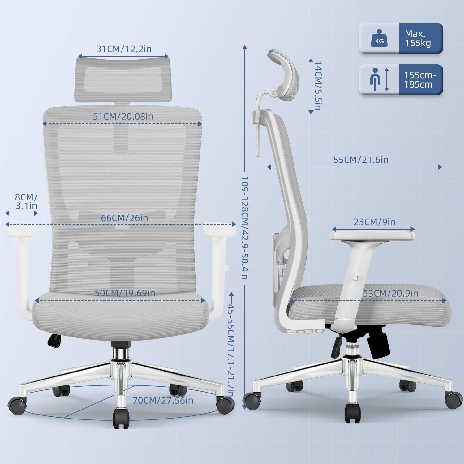 Ergonomischer Bürostuhl mit Verstellbarer Lendenwirbelstütze