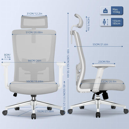 Ergonomischer Bürostuhl mit Verstellbarer Lendenwirbelstütze
