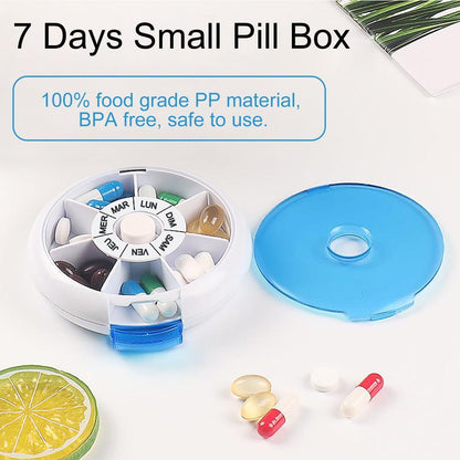 Pillendose 7 Tage Rund Französisch Blau Kompakt